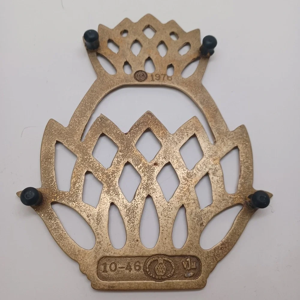 Virginia Metalcrafters Brass Pineapple Trivet 1976 Vintage 10-46 Hospitality